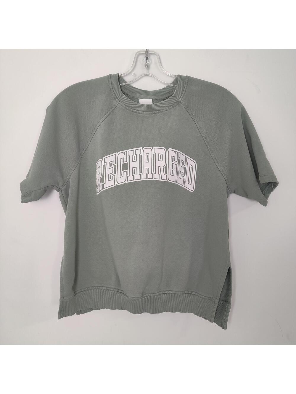 H&M Recharged Green Short Sleeve Sweatshirt Women’s Small